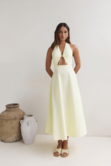 Sands Of Splendor Halter Maxi Dress Lemon
