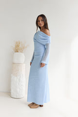 Cool Daze Long Sleeve Knit Maxi Dress Blue