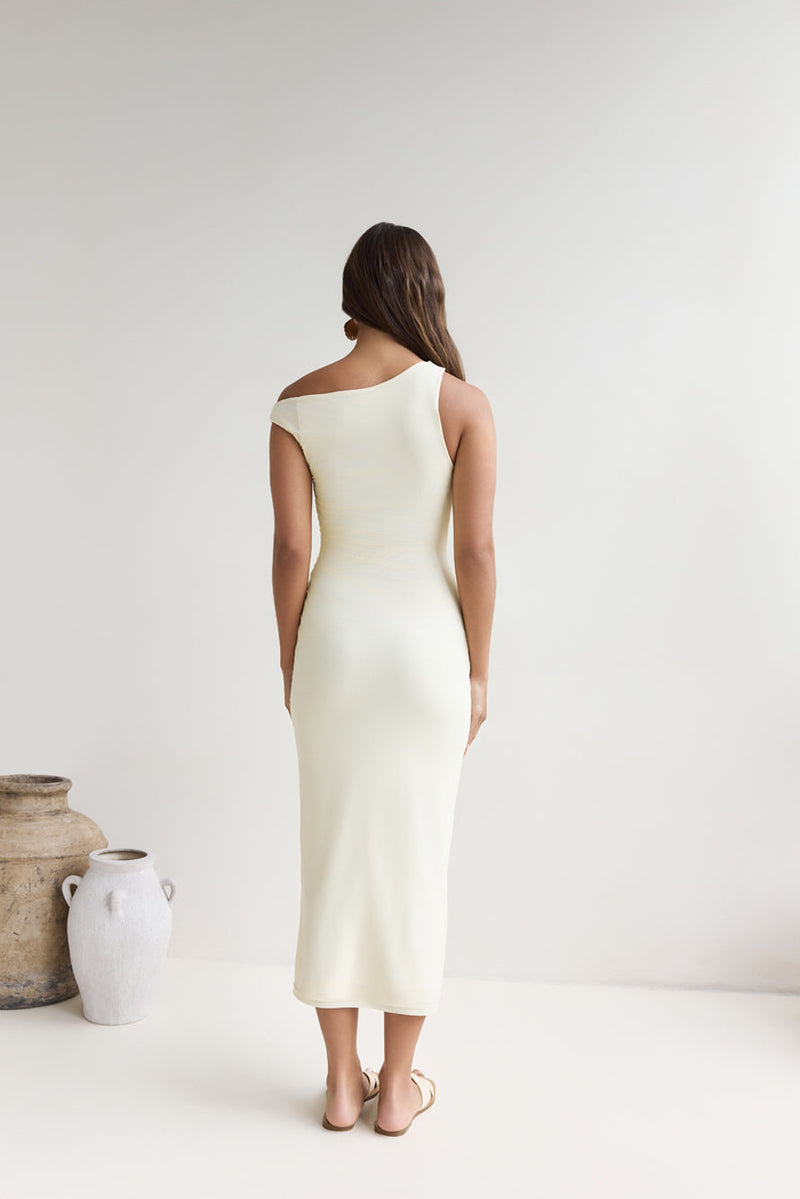 Moonlit Moments Off Shoulder Mesh Maxi Dress Yellow