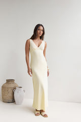 Lost In Daydreams Satin Maxi Dress Yellow