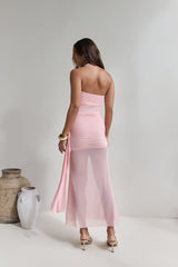Sailing Days Mesh Maxi Dress Pink