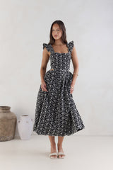 Uncharted Bliss Midi Dress Black