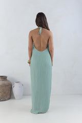 Coastal Euphoria Halter Maxi Dress Green