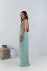 Coastal Euphoria Halter Maxi Dress Green