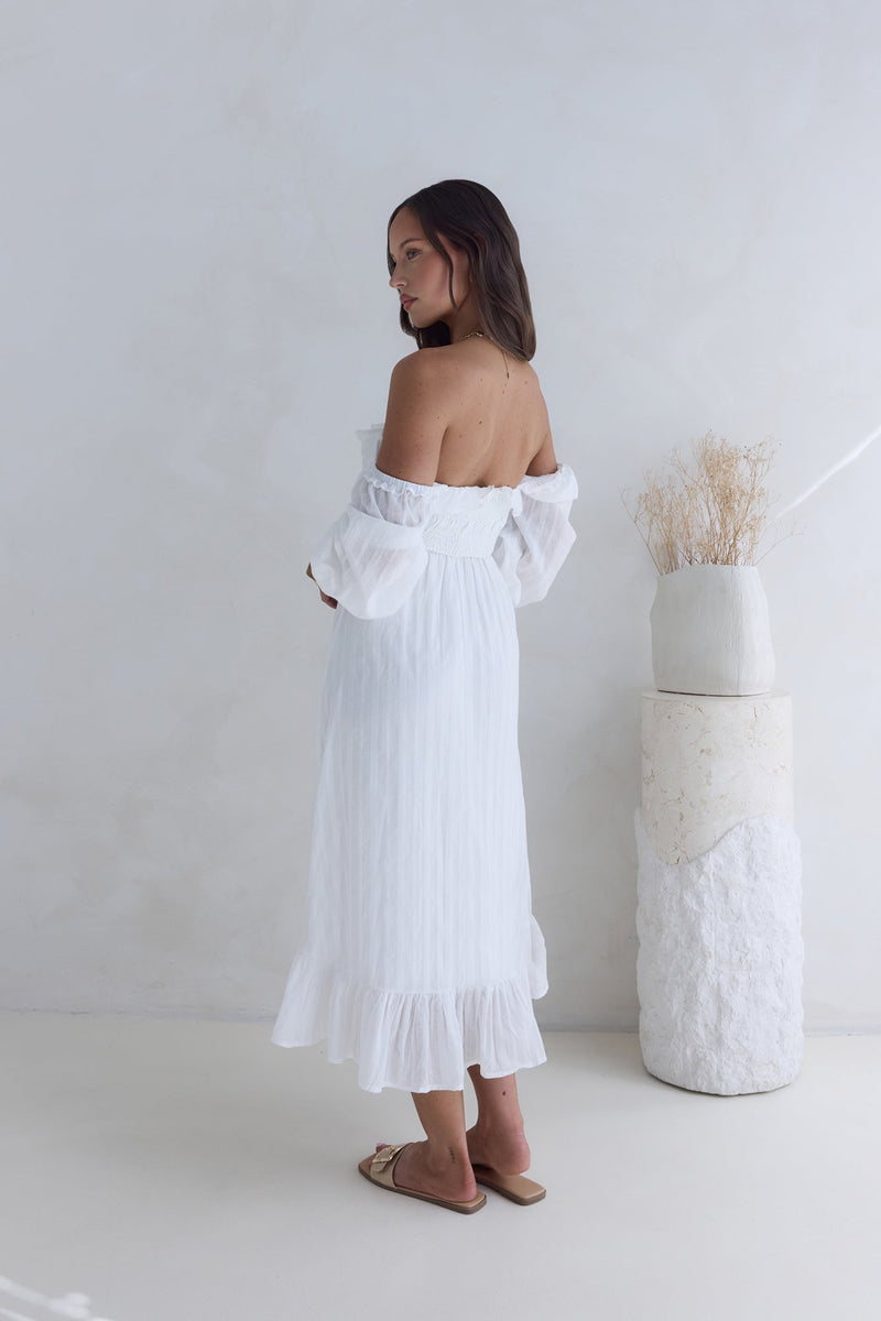 Loved By The Moon Midi Dress White