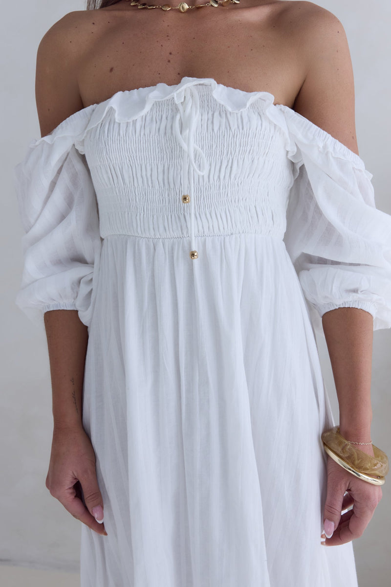 Loved By The Moon Midi Dress White