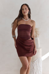 Call Me Darling Strapless Mesh Mini Dress Brown