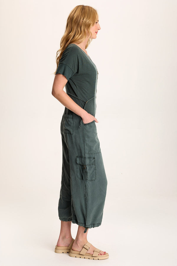 Naveen Short Sleeve Twill Banded Jumpsuit