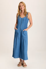 Jalila Mock-Denim Jumpsuit in Indigo Twill