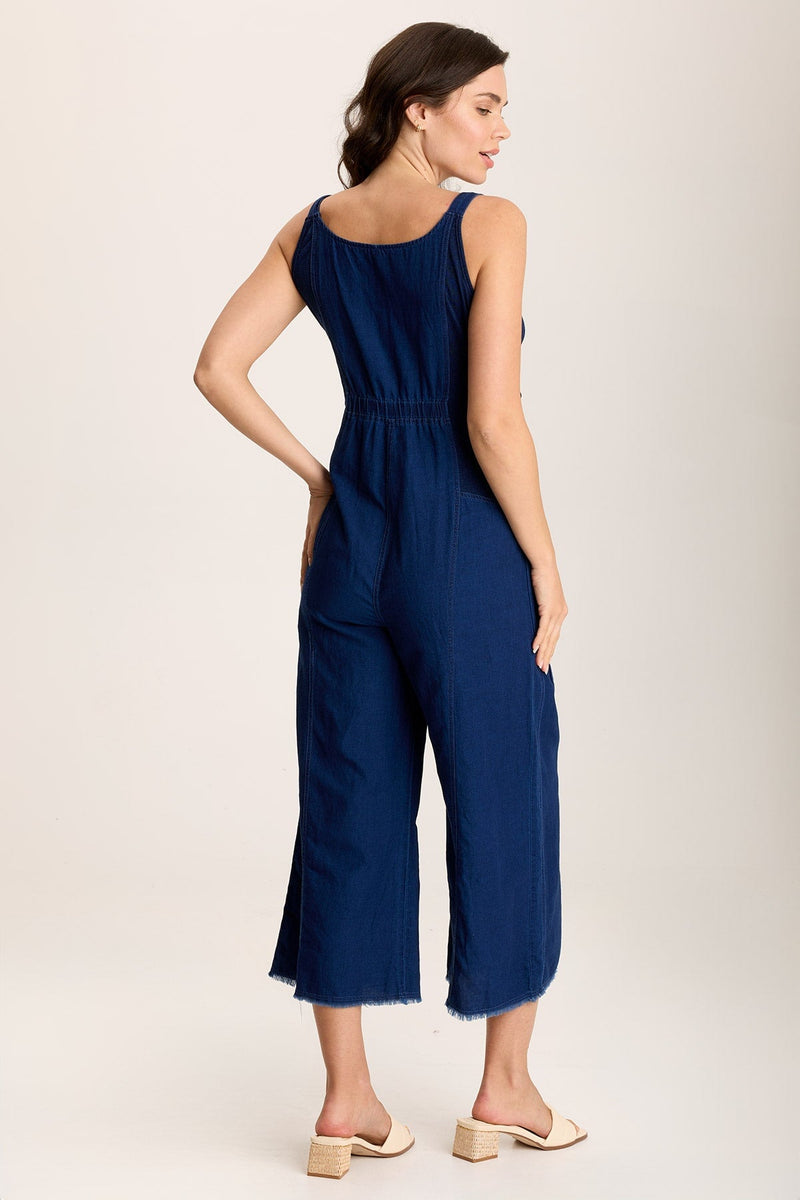 Jalila Mock-Denim Jumpsuit in Indigo Twill