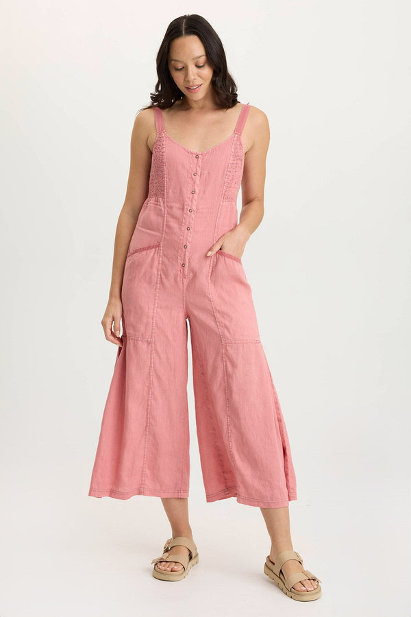 Leoda Linen Snap-Up Jumpsuit