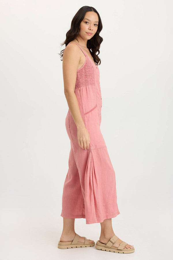 Leoda Linen Snap-Up Jumpsuit