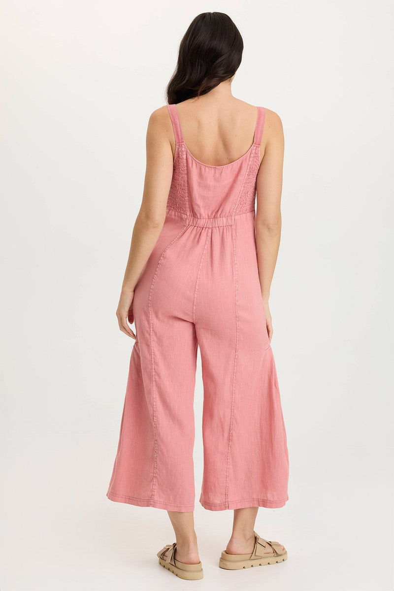 Leoda Linen Snap-Up Jumpsuit