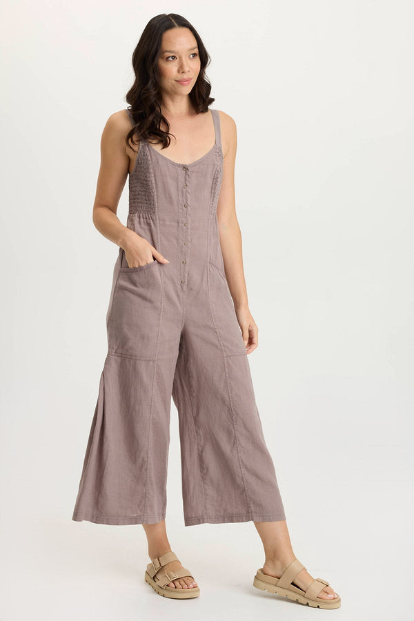 Leoda Linen Snap-Up Jumpsuit