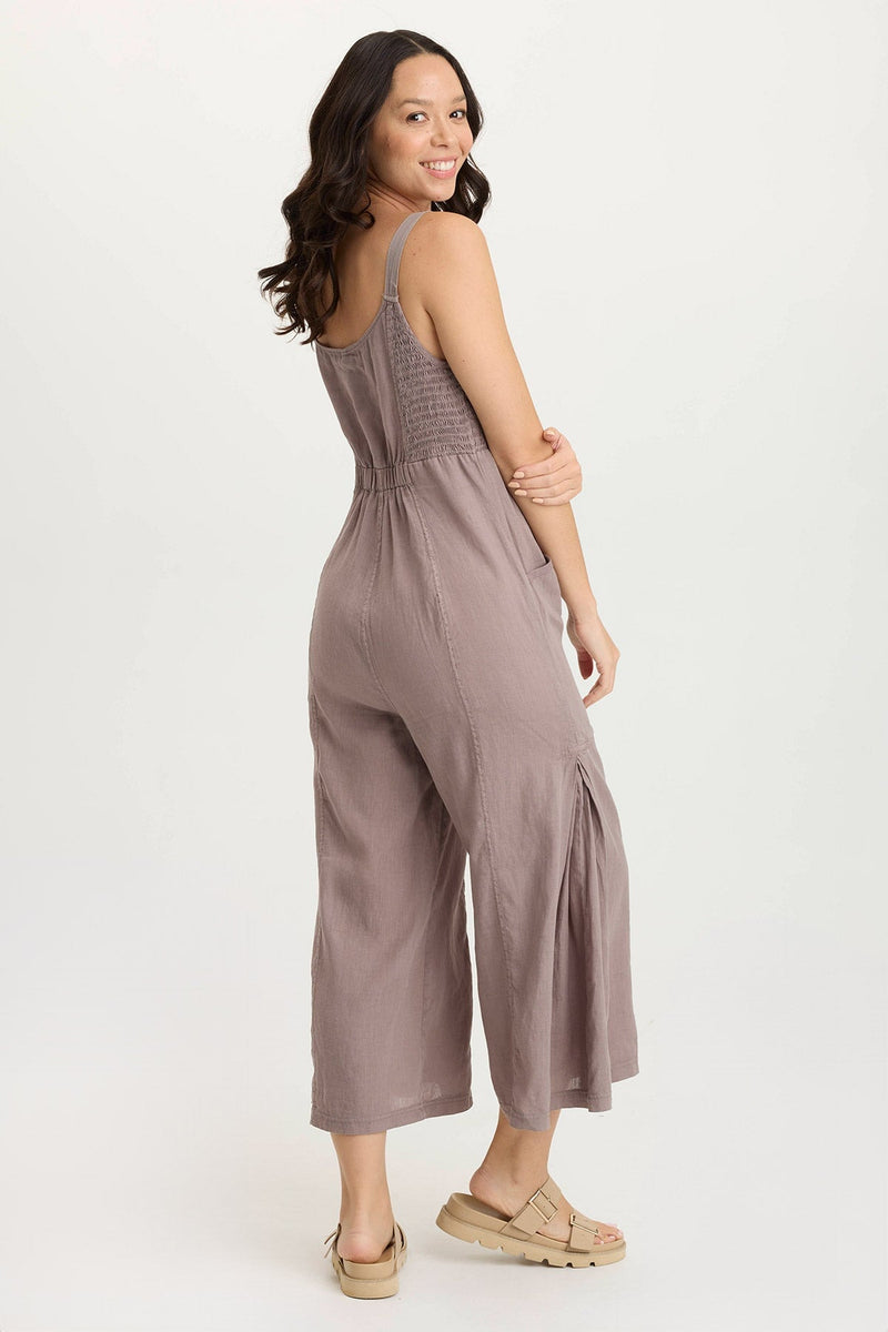 Leoda Linen Snap-Up Jumpsuit