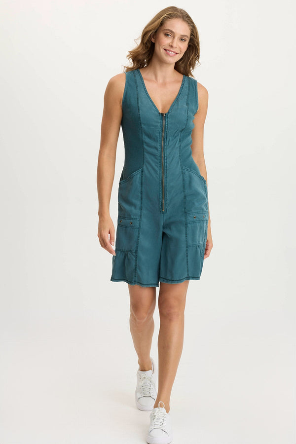 Montgomery Twill Zip-up Romper