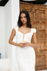 Vintage Song Midi Dress White