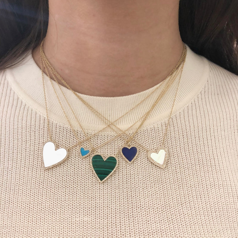 Diamond & Malachite Heart Necklace
