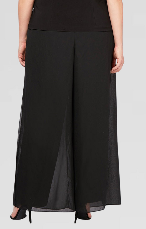 Plus Straight Leg Pant with Georgette Split Leg Overlay