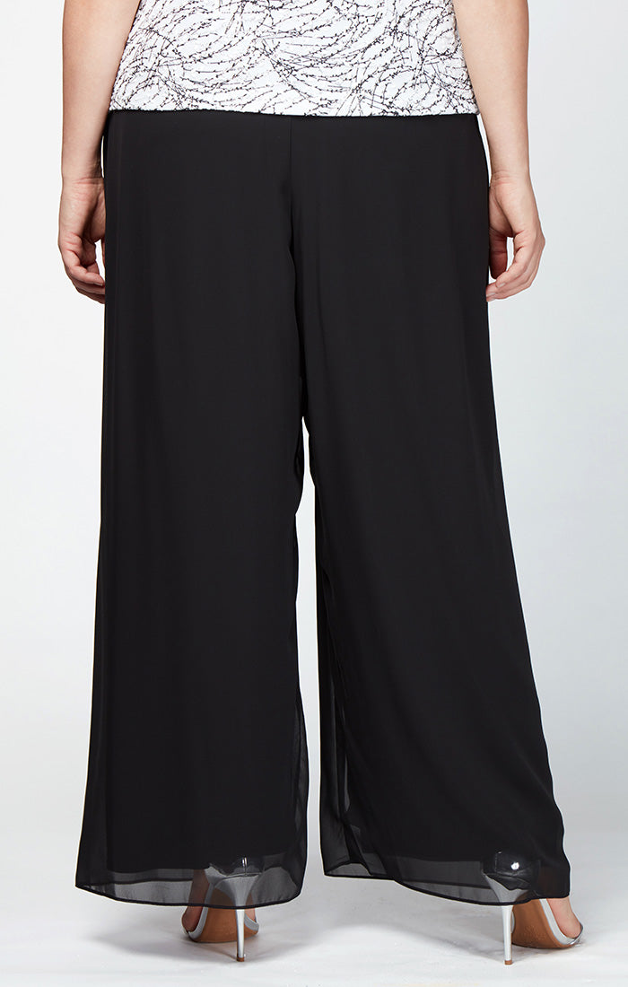 Plus Straight Leg Chiffon Pant