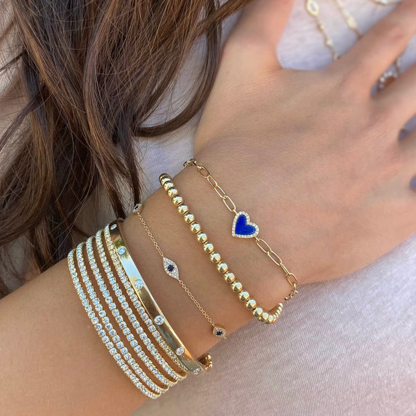 Diamond & Lapis Heart Bracelet
