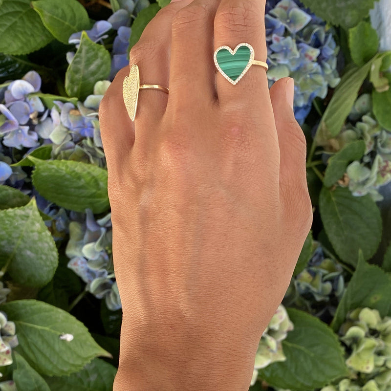 Malachite & Diamond Heart Ring