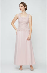 Glitter Lace & Satin Jacket Dress with Open Jacket