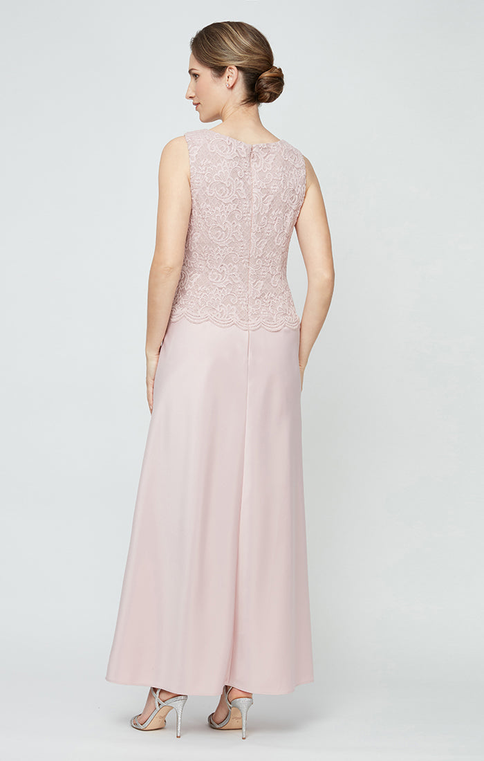 Petite Glitter Lace & Satin Jacket Dress with Open Jacket