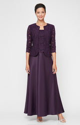 Glitter Lace & Satin Jacket Dress with Open Jacket