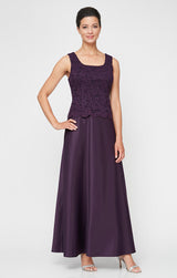 Petite Glitter Lace & Satin Jacket Dress with Open Jacket