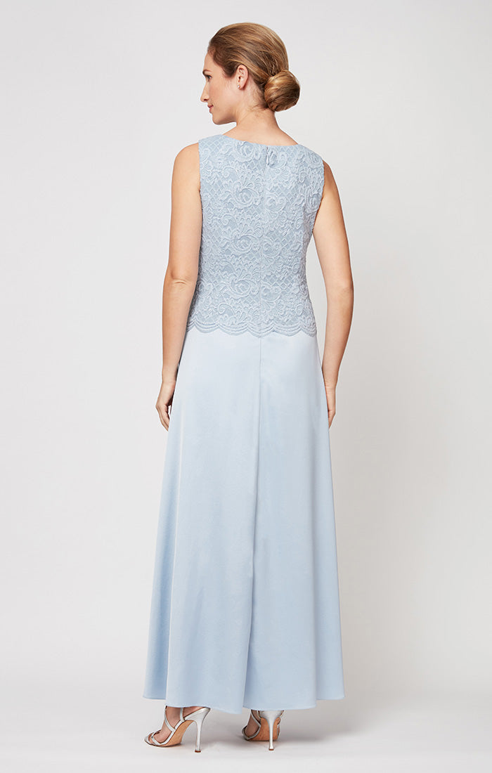 Glitter Lace & Satin Jacket Dress with Open Jacket