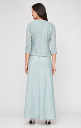 Petite Glitter Lace & Satin Jacket Dress with Open Jacket