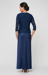 Glitter Lace & Satin Jacket Dress with Open Jacket