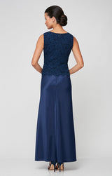 Petite Glitter Lace & Satin Jacket Dress with Open Jacket