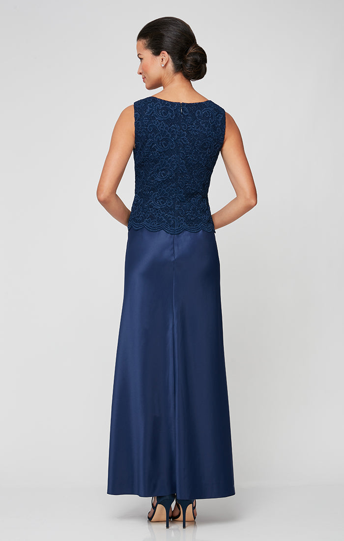 Petite Glitter Lace & Satin Jacket Dress with Open Jacket