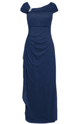 Petite - Glitter Mesh L-Neck Dress Ruched Neckline