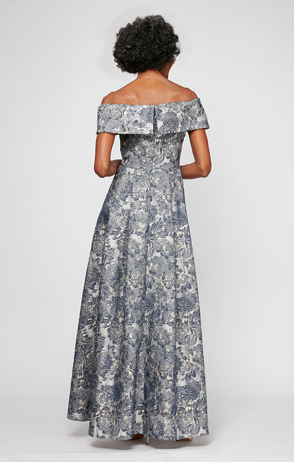 Plus Long Printed Off The Shoulder Ballgown
