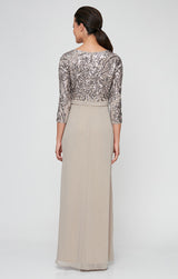Long A-Line V-Neck Sequin Lace & Chiffon Gown with Empire Waistline