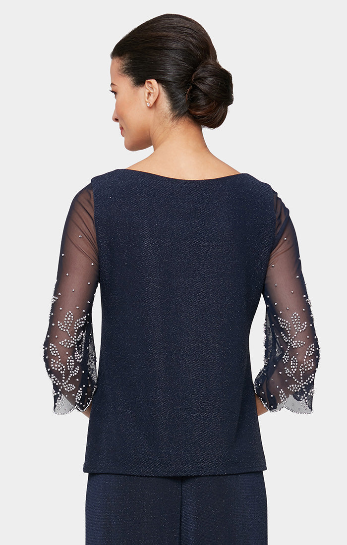 3/4 Sleeve Blouse With Illusion Heat Set Sleeves