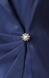 Collared Stretch Shimmer Blouse with Decorative Side Closure