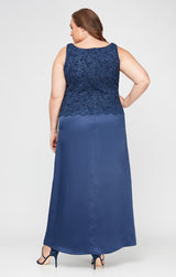 Plus Glitter Lace & Satin Jacket Dress with Open Jacket