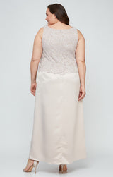 Plus Glitter Lace & Satin Jacket Dress with Open Jacket