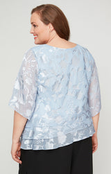 Plus Asymmetrical Triple Tier Hem Chiffon Blouse