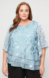 Plus Asymmetrical Triple Tier Hem Chiffon Blouse
