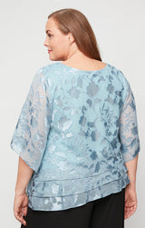 Plus Asymmetrical Triple Tier Hem Chiffon Blouse