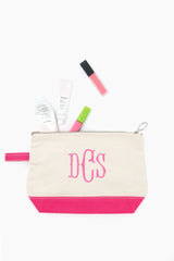 Pink Monogrammed Canvas Make-Up Bag