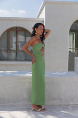 Jovi Strapless Maxi Dress Green