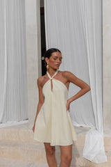 Coconut Sips Halter Mini Dress Yellow