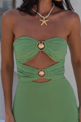 Jovi Strapless Maxi Dress Green