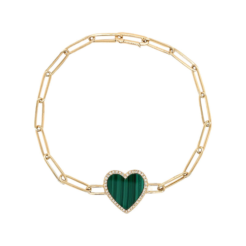 Diamond & Malachite Heart Bracelet
